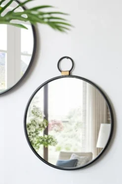 Decorative Mirrors-Kirkland's Home Black Metal Frame Round Loop Wall Mirror