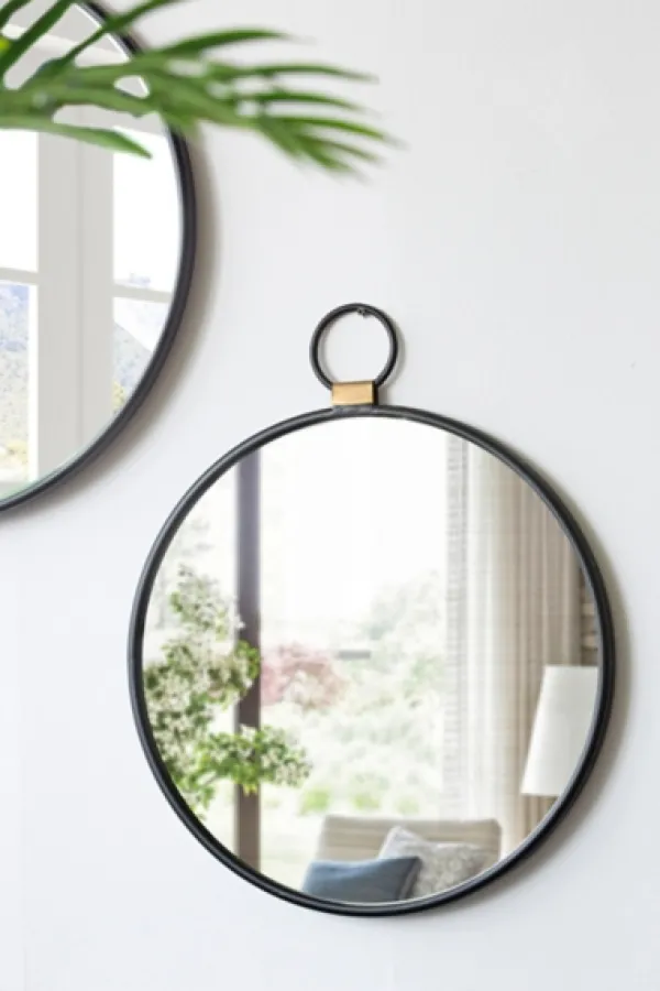 Decorative Mirrors-Kirkland's Home Black Metal Frame Round Loop Wall Mirror