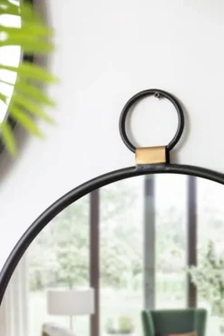 Decorative Mirrors-Kirkland's Home Black Metal Frame Round Loop Wall Mirror