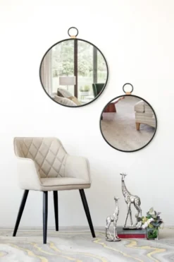 Decorative Mirrors-Kirkland's Home Black Metal Frame Round Loop Wall Mirror