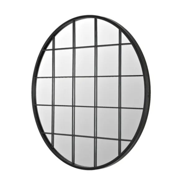 Decorative Mirrors-Kirkland's Home Black Metal Grid Frame Round Wall Mirror