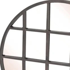 Decorative Mirrors-Kirkland's Home Black Metal Grid Overlay Round Mirror