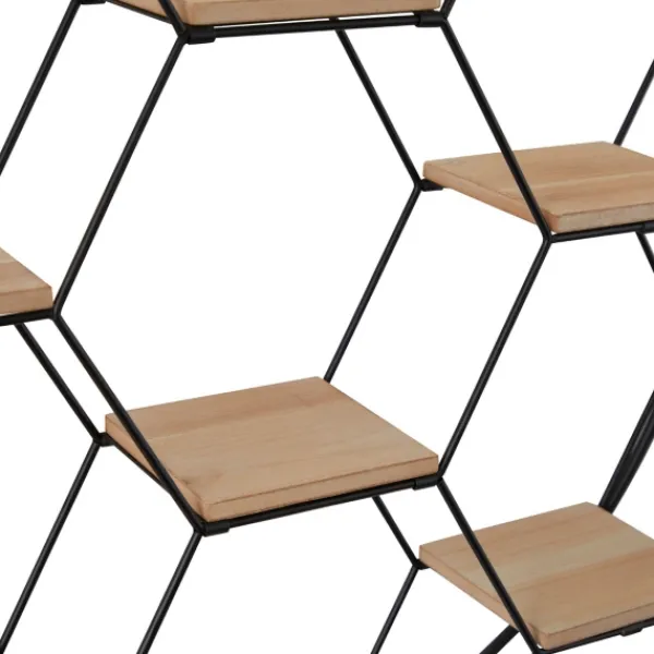 Shelves-Kirkland's Home Black Metal Hexagonal Frame Wall Shelf