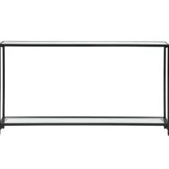 Console Tables-Kirkland's Home Black Metal Mirrored Top Console Table