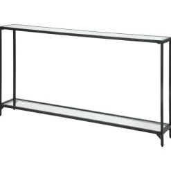 Console Tables-Kirkland's Home Black Metal Mirrored Top Console Table