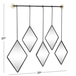 Decorative Mirrors-Kirkland's Home Black Metal Nova Hanging Wall Mirror