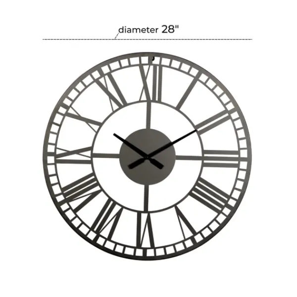 Clocks-Kirkland's Home Black Metal Open Frame Wall Clock