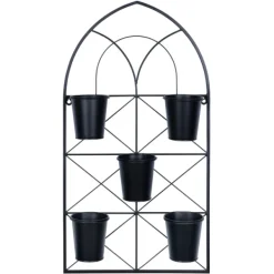 Wall Storage-Kirkland's Home Black Metal Panel 5-Pot Wall Planter