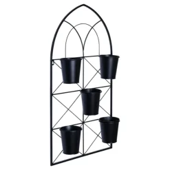 Wall Storage-Kirkland's Home Black Metal Panel 5-Pot Wall Planter
