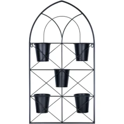 Wall Storage-Kirkland's Home Black Metal Panel 5-Pot Wall Planter