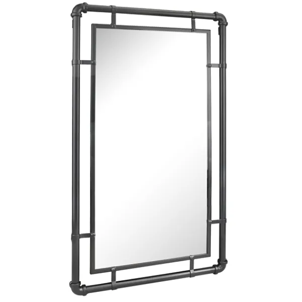 Decorative Mirrors-Kirkland's Home Black Metal Pipe Connected Mirror