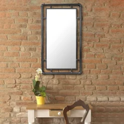 Decorative Mirrors-Kirkland's Home Black Metal Pipe Connected Mirror