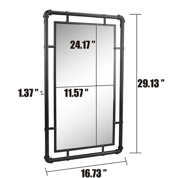 Decorative Mirrors-Kirkland's Home Black Metal Pipe Connected Mirror