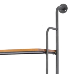 Shelves-Kirkland's Home Black Metal Pipe Frame Brown Wood Wall Shelf