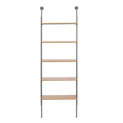 Shelves-Kirkland's Home Black Metal Pipe Frame Brown Wood Wall Shelf
