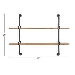 Shelves-Kirkland's Home Black Metal Pipe Two-Tier Wall Mounted Shelf