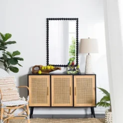 Decorative Mirrors-Kirkland's Home Black Metal Rectangle Beaded Wall Mirror