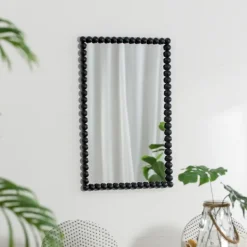 Decorative Mirrors-Kirkland's Home Black Metal Rectangle Beaded Wall Mirror