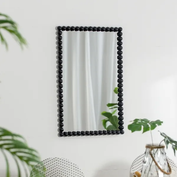 Decorative Mirrors-Kirkland's Home Black Metal Rectangle Beaded Wall Mirror