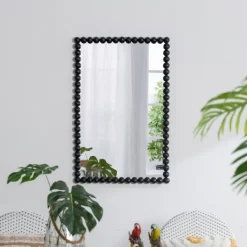 Decorative Mirrors-Kirkland's Home Black Metal Rectangle Beaded Wall Mirror