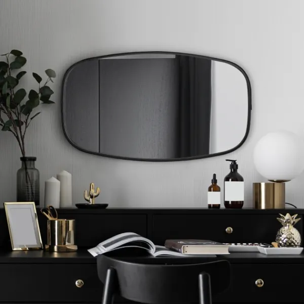 Decorative Mirrors-Kirkland's Home Black Metal Rectangular Wall Mirror, 18X31.5 In.
