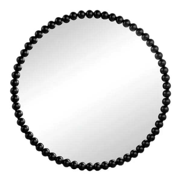 Decorative Mirrors-Kirkland's Home Black Metal Round Beaded Wall Mirror
