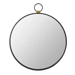 Decorative Mirrors-Kirkland's Home Black Metal Round Top Loop Wall Mirror