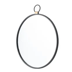 Decorative Mirrors-Kirkland's Home Black Metal Round Top Loop Wall Mirror