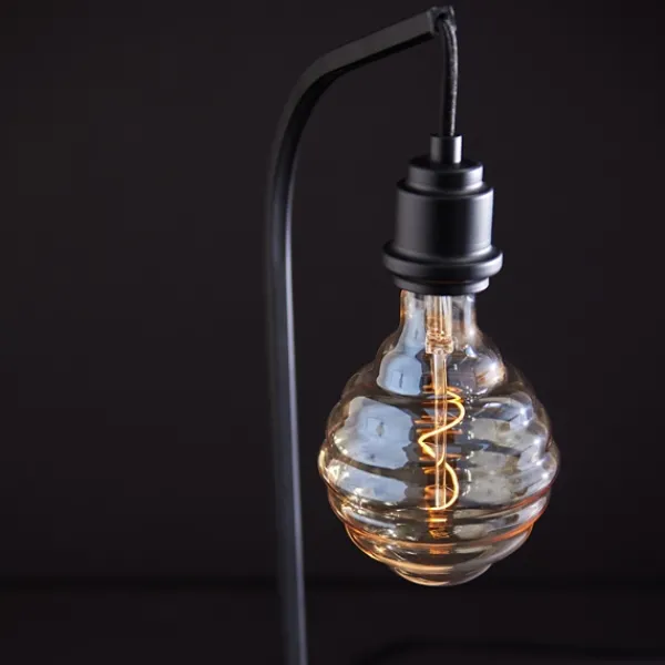 Table Lamps-Kirkland's Home Black Metal Textured Edison Table Lamp Gold
