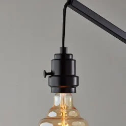 Floor Lamps-Kirkland's Home Black Metal Textured Edison Floor Lamp Gold
