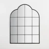 Decorative Mirrors-Kirkland's Home Black Metal Windowpane Arched Wall Mirror