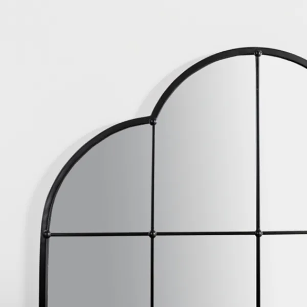 Decorative Mirrors-Kirkland's Home Black Metal Windowpane Arched Wall Mirror