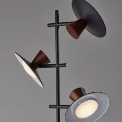 Floor Lamps-Kirkland's Home Black Metal Wood Accent Contemporary Floor Lamp