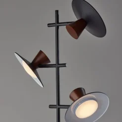 Floor Lamps-Kirkland's Home Black Metal Wood Accent Contemporary Floor Lamp
