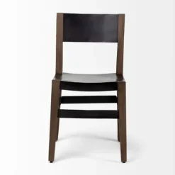Dining Chairs-Kirkland's Home Black Modern Mango Wood Blocky Dining Chair Black/Brown
