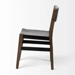 Dining Chairs-Kirkland's Home Black Modern Mango Wood Blocky Dining Chair Black/Brown
