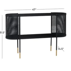 Console Tables-Kirkland's Home Black Modern Oval Perforated Console Table