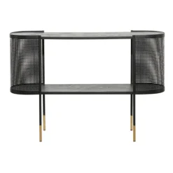 Console Tables-Kirkland's Home Black Modern Oval Perforated Console Table