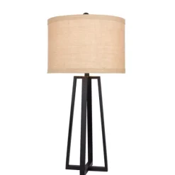 Table Lamps-Kirkland's Home Black Molded Metal Table Lamp Tan