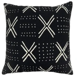 Pillows-Kirkland's Home Black Mudcloth Cotton Throw Pillow Black/White