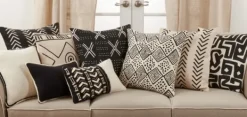 Pillows-Kirkland's Home Black Mudcloth Cotton Throw Pillow Black/White