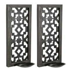 Sconces-Kirkland's Home Black Ornate Laser Cut Sconces, Set Of 2