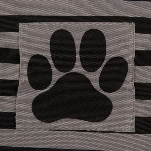 Baskets & Boxes-Kirkland's Home Black Paw Patch Stripe Rectangle Pet Basket Black/Gray
