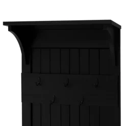 Entryway Furniture-Kirkland's Home Black Pine Wood Grooved Hall Tree