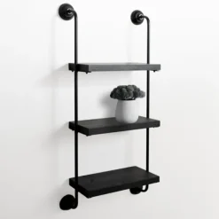 Shelves-Kirkland's Home Black Pipe 3-Tier Wall Shelf