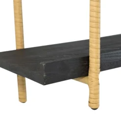 Shelves-Kirkland's Home Black Rattan Wrapped Double Tiered Wall Shelf