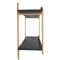 Shelves-Kirkland's Home Black Rattan Wrapped Double Tiered Wall Shelf