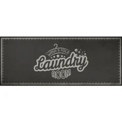 Kitchen & Floor Mats-Kirkland's Home Black Retro Wash And Fold Floor Mat, 24X60 Black/White