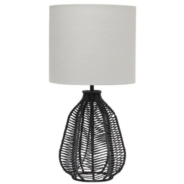 Table Lamps-Kirkland's Home Black Rope Woven Table Lamp White