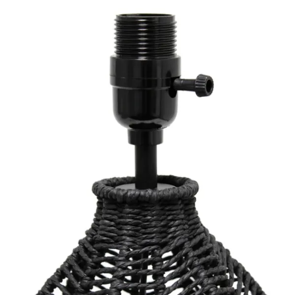 Table Lamps-Kirkland's Home Black Rope Woven Table Lamp White